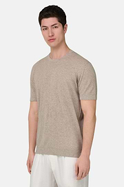 T-Shirt aus Baumwoll-Leinen-Strick, Taupe, thumb, 1