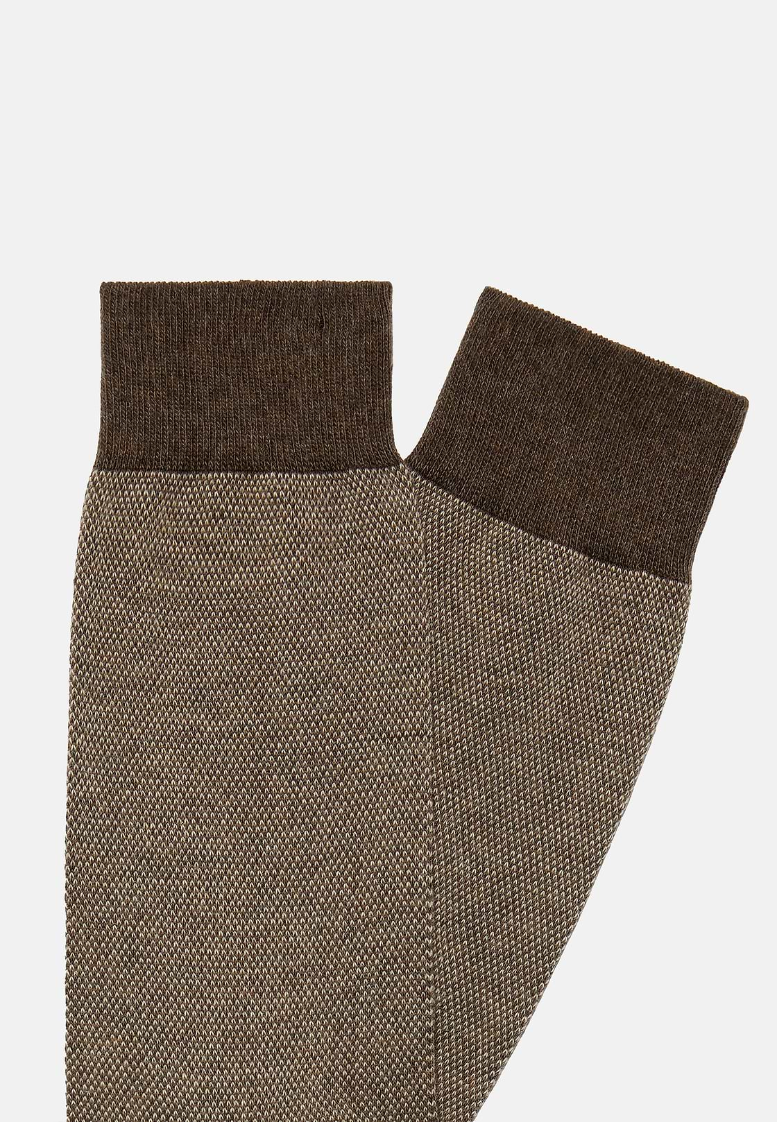 Chaussettes Motif Oxford En Coton Bio, Marron, hi-res