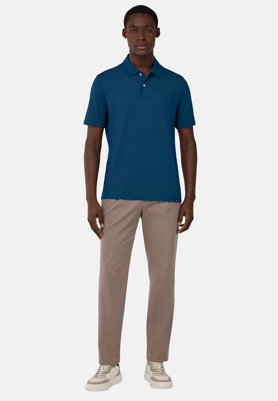 S.Cafè® High-Performance Piqué Polo Shirt, Blue, hi-res