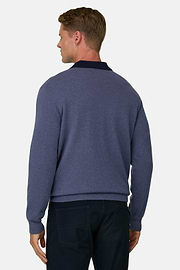 Crew Neck Jumper in Cashmere Blend, Indigo, thumb, 4