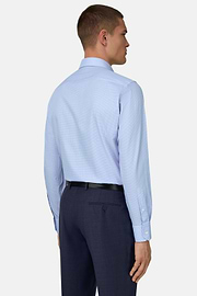 Camicia In Cotone Slim Fit, Azzurro, thumb, 3