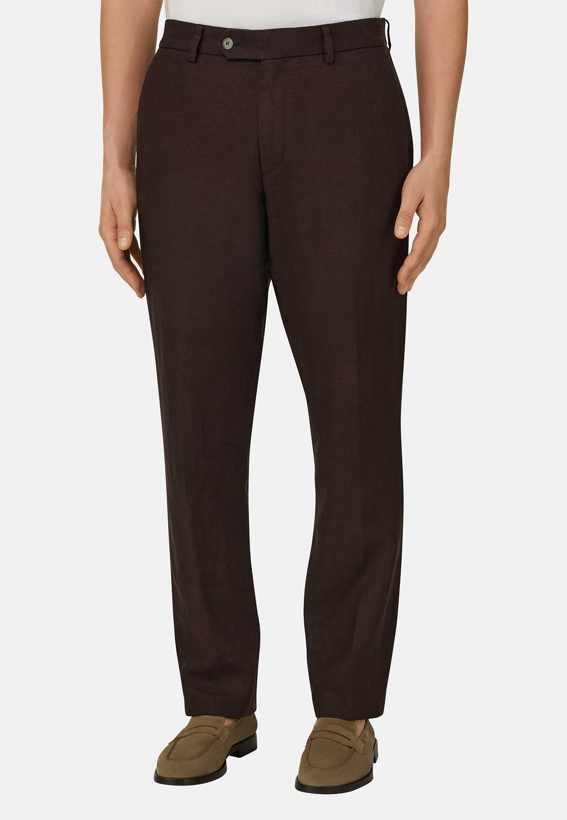 Linen Trousers, Brown, hi-res, 1