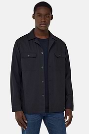 Cotton Overshirt, Navy blue, hi-res