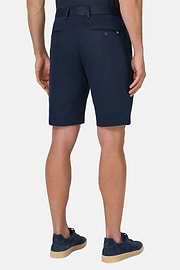 Stretch Cotton and Tencel Bermuda Shorts, Navy blue, hi-res