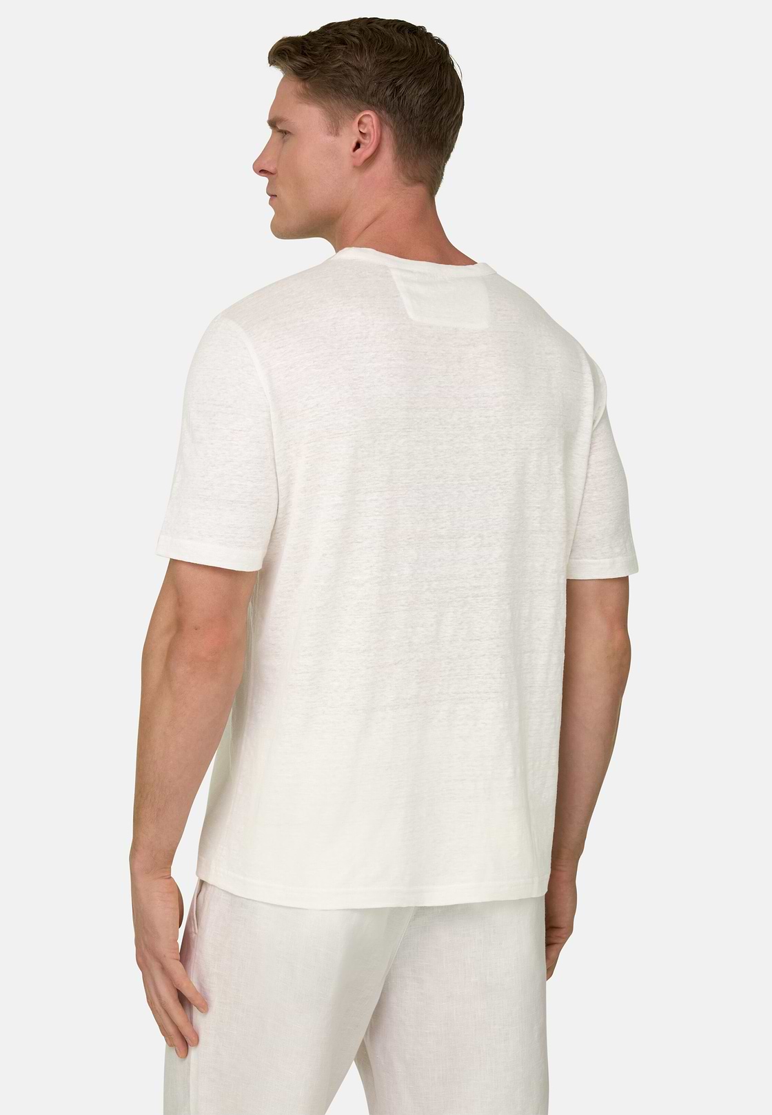T-Shirt Aus Stretch-Leinen-Jersey, Weiß, hi-res, 3