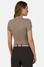 Polo Aus Baumwoll-Seiden-Strick, Taupe, thumb, 3