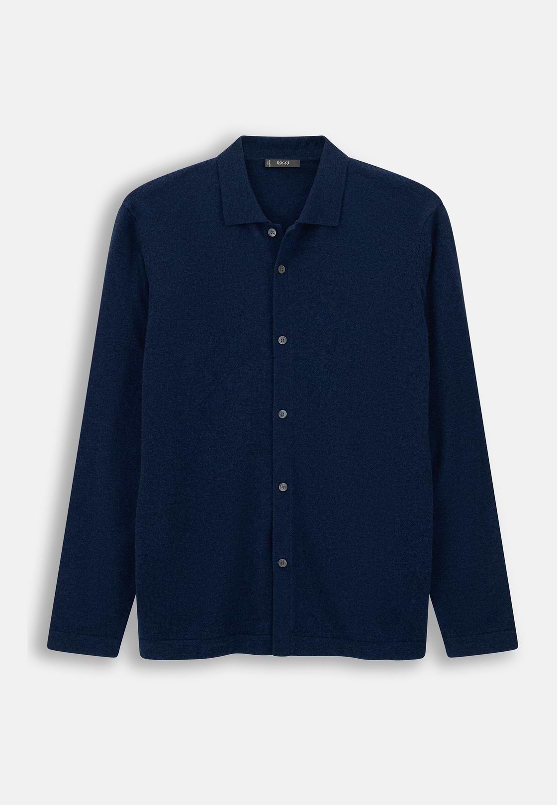 Knitted Shirt in Wool Cashmere, Navy blue, hi-res, 5
