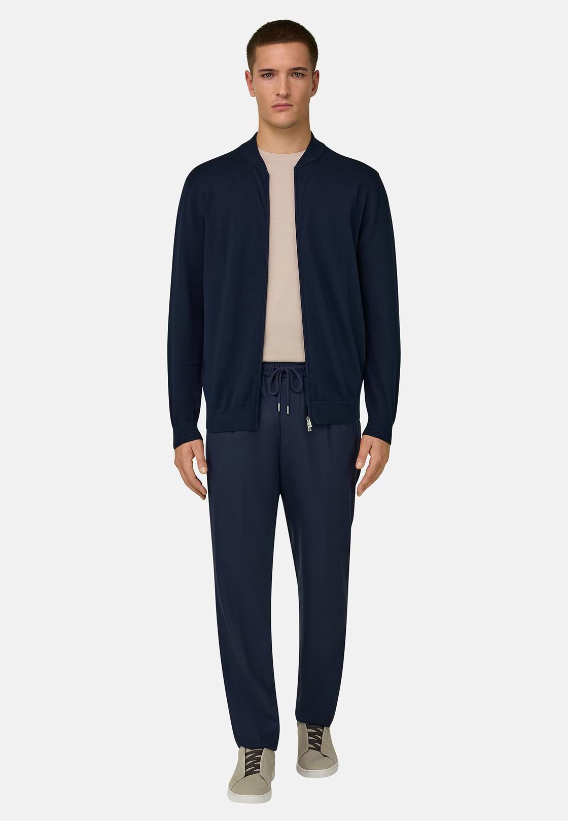 Bomber In Cotone, Navy, hi-res, 1
