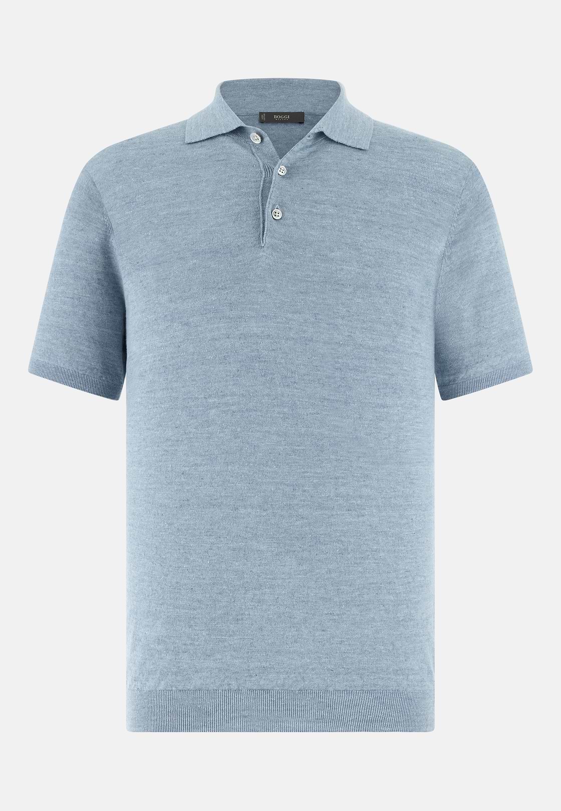 Polo En Maille De Lin Et Coton, Bleu clair, hi-res, 5