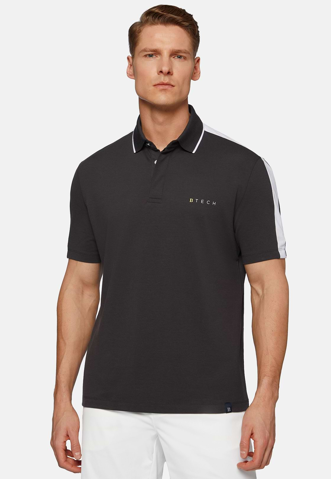 High-Performance Piqué Polo Shirt, Black, hi-res