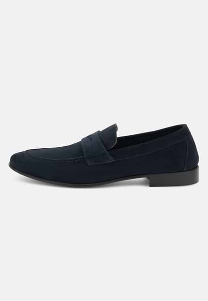Leather Loafers, Blue, hi-res
