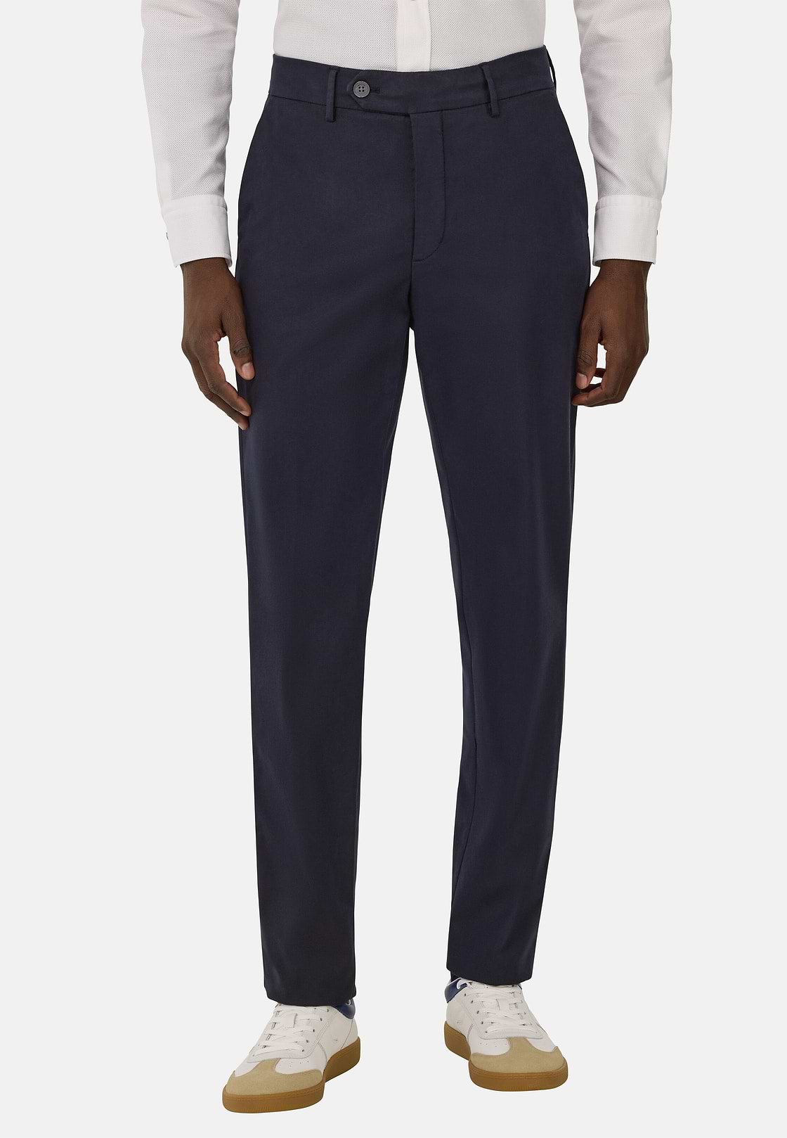 Stretch Cotton/Tencel Trousers, Navy blue, hi-res