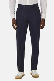 Stretch Cotton/Tencel Trousers, Navy blue, hi-res