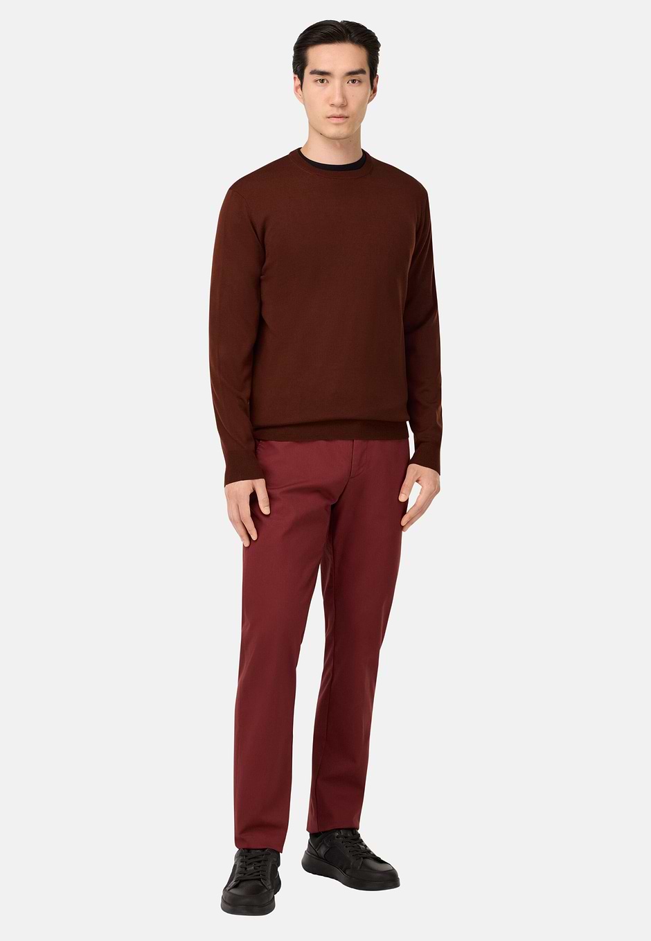 Merino Wool Crew Neck Jumper, Rot, hi-res