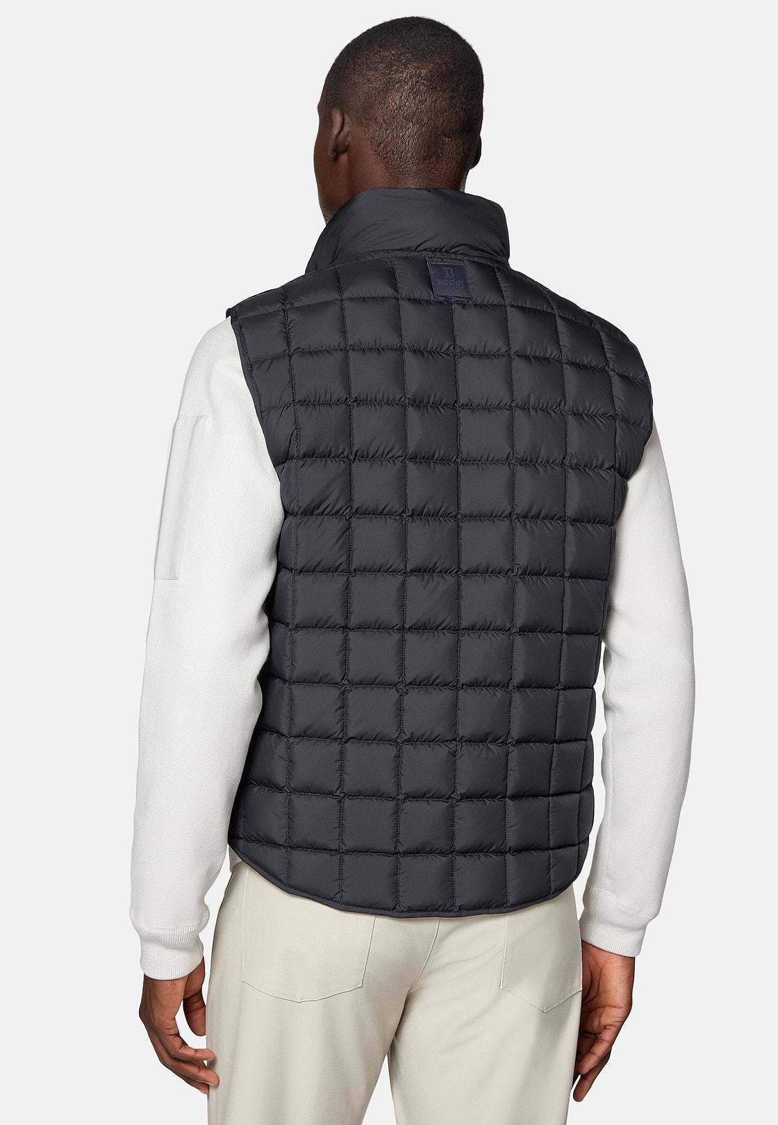 Gilet In Technical Fabric With Goose Down, Navy blue, hi-res