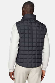 Gilet In Technical Fabric With Goose Down, Navy blue, hi-res