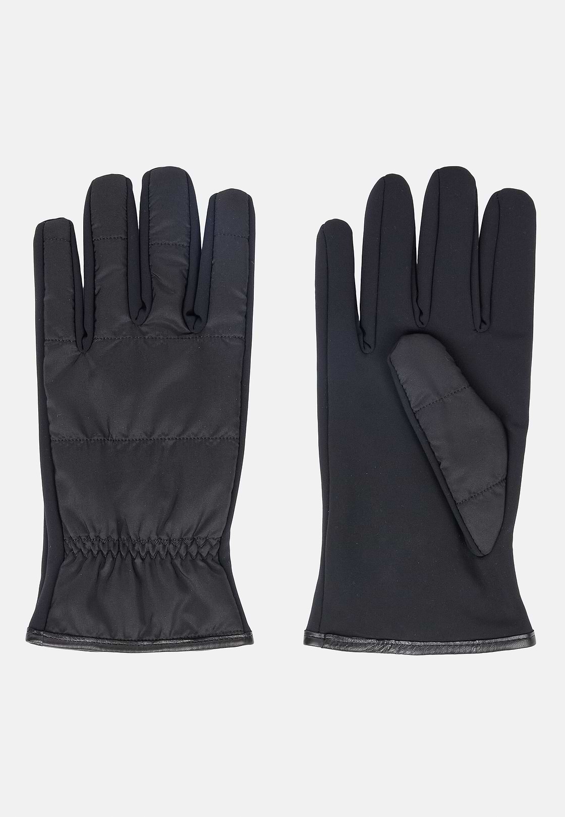 Quilted Technical Fabric Gloves, Black, hi-res