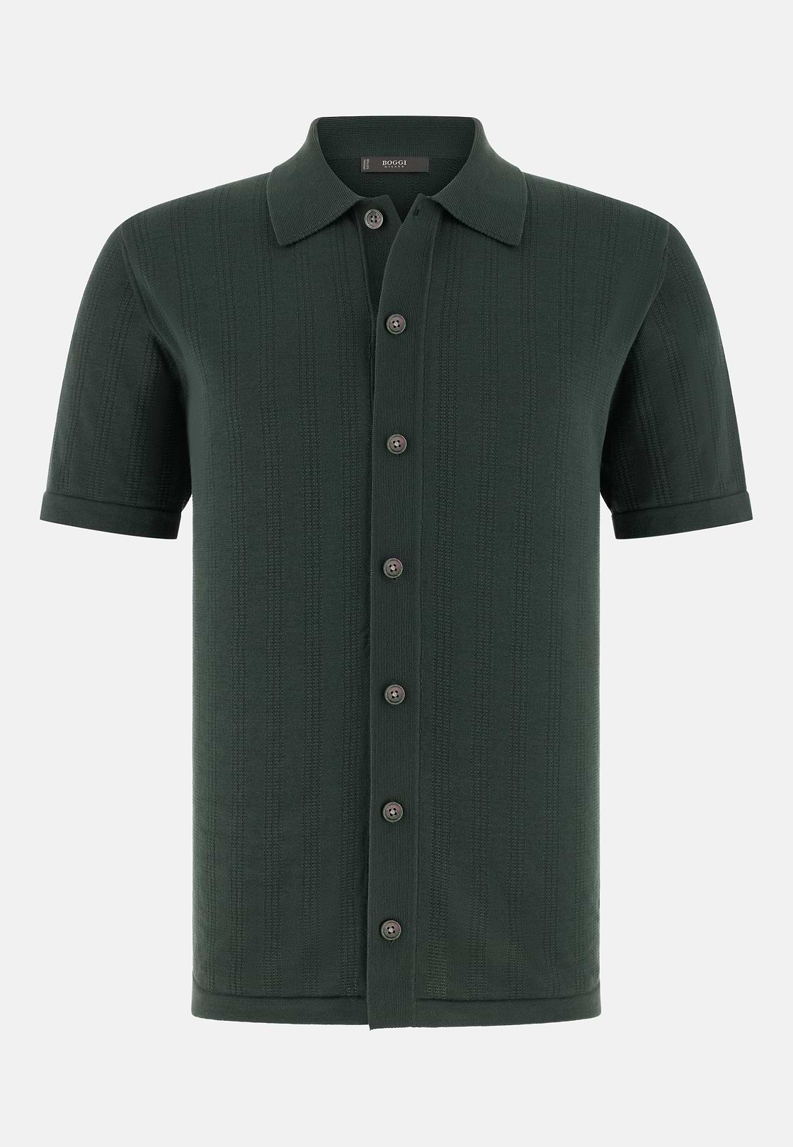 Knitted Shirt in 100% Organic Cotton, Dark green, hi-res, 5