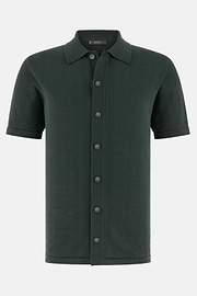 Knitted Shirt in 100% Organic Cotton, Dark green, thumb, 5