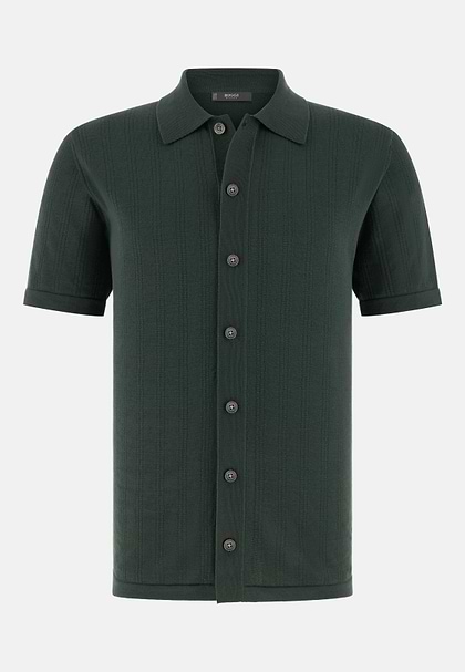 Camicia Di Maglia In 100% Cotone Biologico, Verde scuro, hi-res
