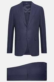 Herringbone Linen Suit Style Capri, Navy blue, hi-res