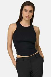 Viscose Nylon Knitted Top, Black, thumb, 2