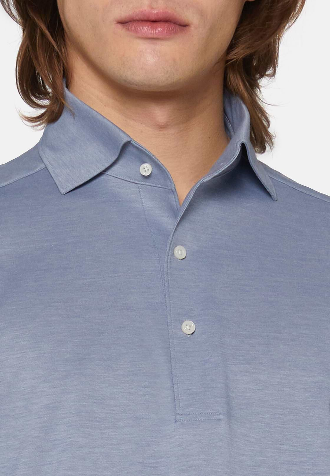 Japanese Jersey Polo Shirt, Indigo, hi-res