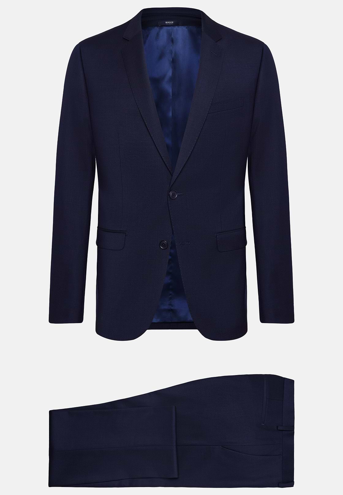 Navy Blue Diagonal Suit In Stretch Wool, Navy blue, hi-res