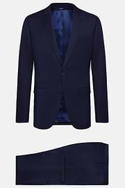 Navy Blue Diagonal Suit In Stretch Wool, Navy blue, hi-res