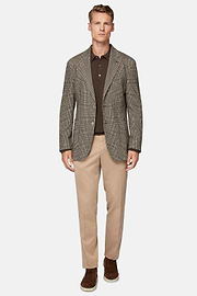 Brown Prince of Wales Check Cotton Blend Jacket, Brown, hi-res