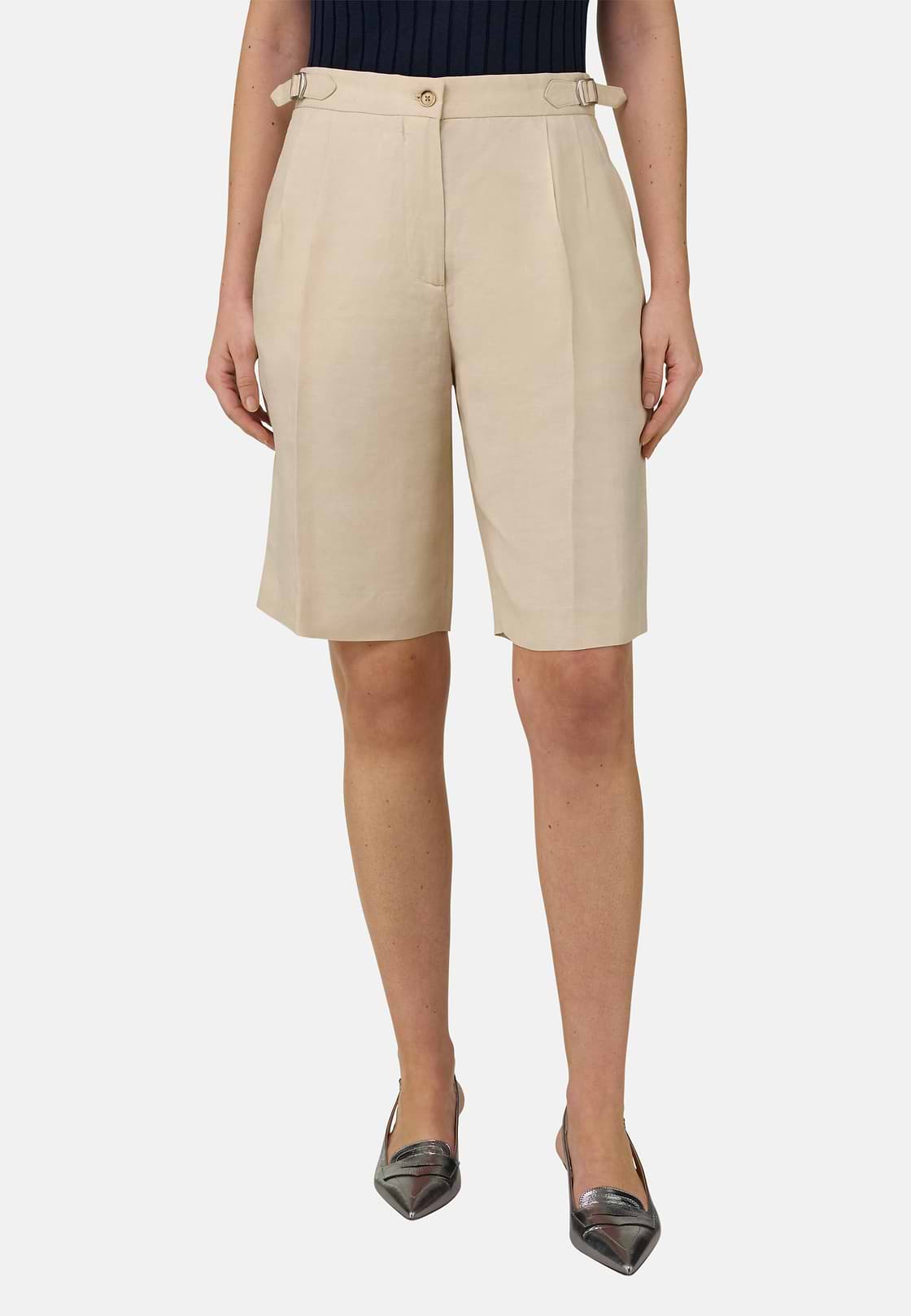 Bermudas De Lino, Crema, hi-res, 2