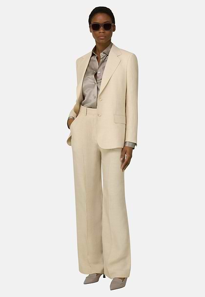 Linen Blend Jacket, Cream, hi-res