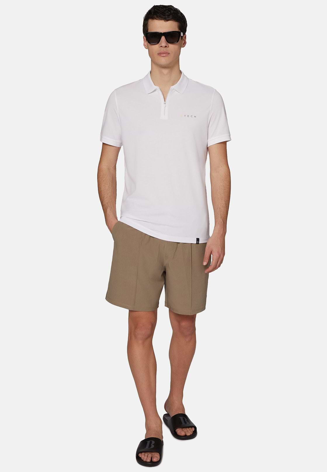 High-Performance Piqué Polo Shirt, White, hi-res