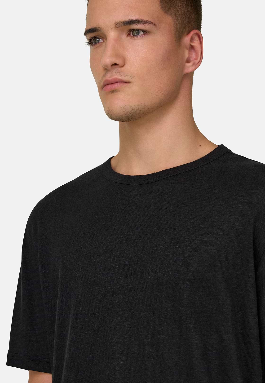 T-shirt En Jersey De Lin Extensible, Noir, hi-res, 4