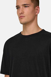 T-shirt En Jersey De Lin Extensible, Noir, thumb, 4