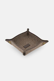 Sleutelschaal in Leer en Wol, Taupe, thumb, 1