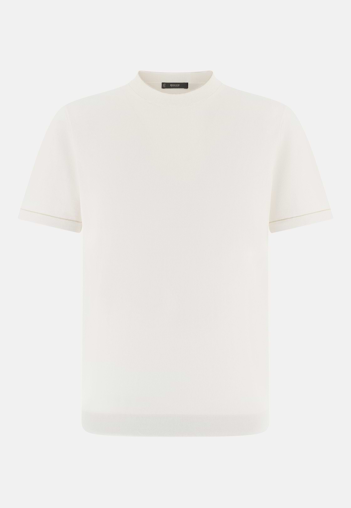 Strick-T-Shirt Aus Baumwollkrepp, Weiß, hi-res, 5