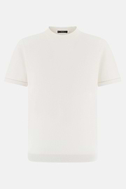 Strick-T-Shirt Aus Baumwollkrepp, Weiß, thumb, 5
