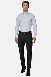 slim Fit Charcoal Grey Super 130 Wool Pants, Charcoal, hi-res