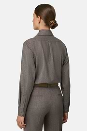 Shirt Herringbone Wool, Taupe, thumb, 4