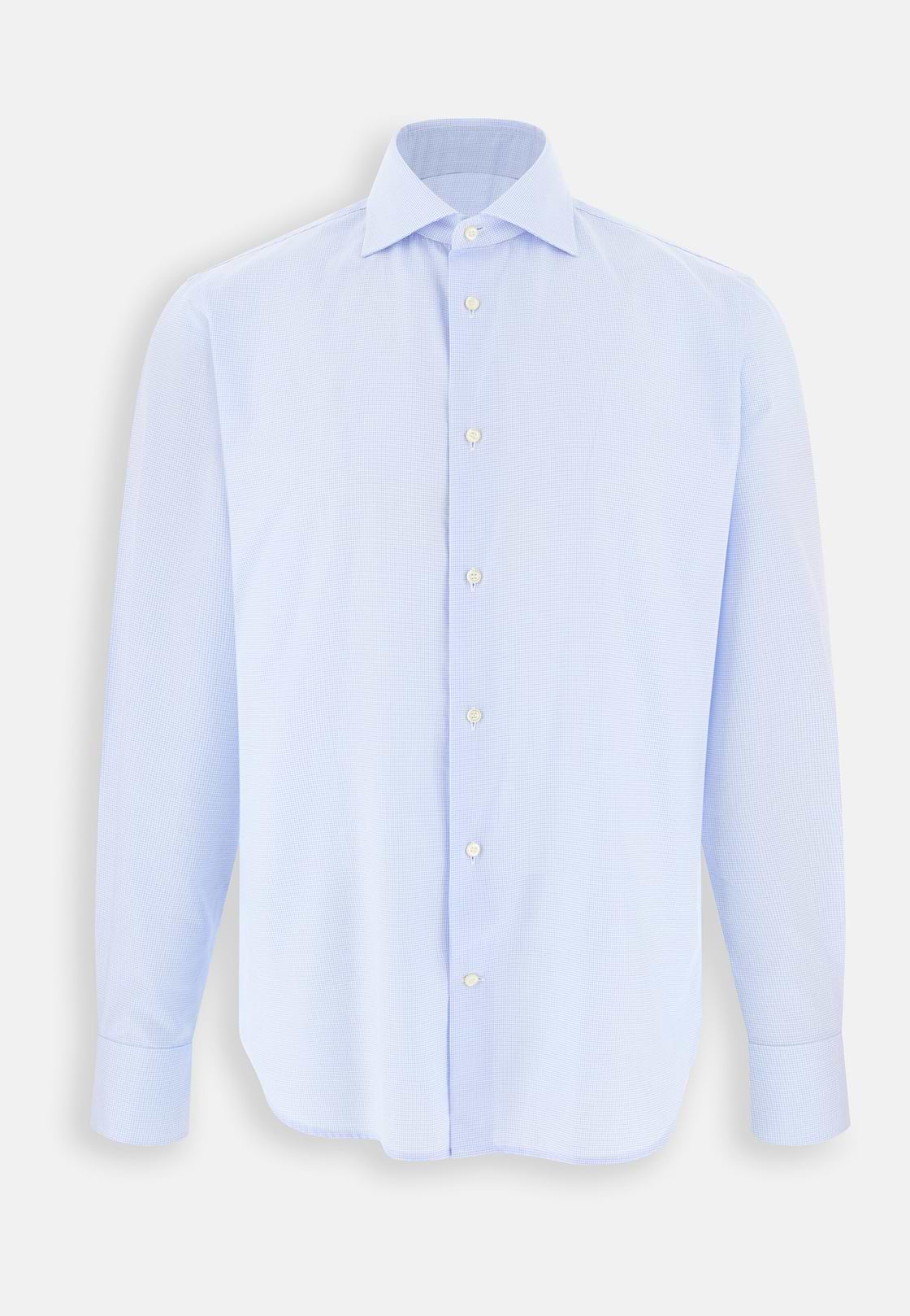 Shirt Checked Cotton Twill Regular Fit, Light Blue, hi-res, 7