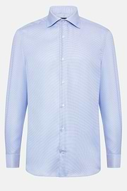 Chemise Pied-De-Poule En Coton Dobby Slim Fit, Bleu clair, hi-res