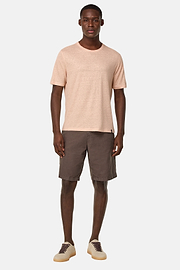 Cotton Linen Bermuda Shorts, Brown, hi-res