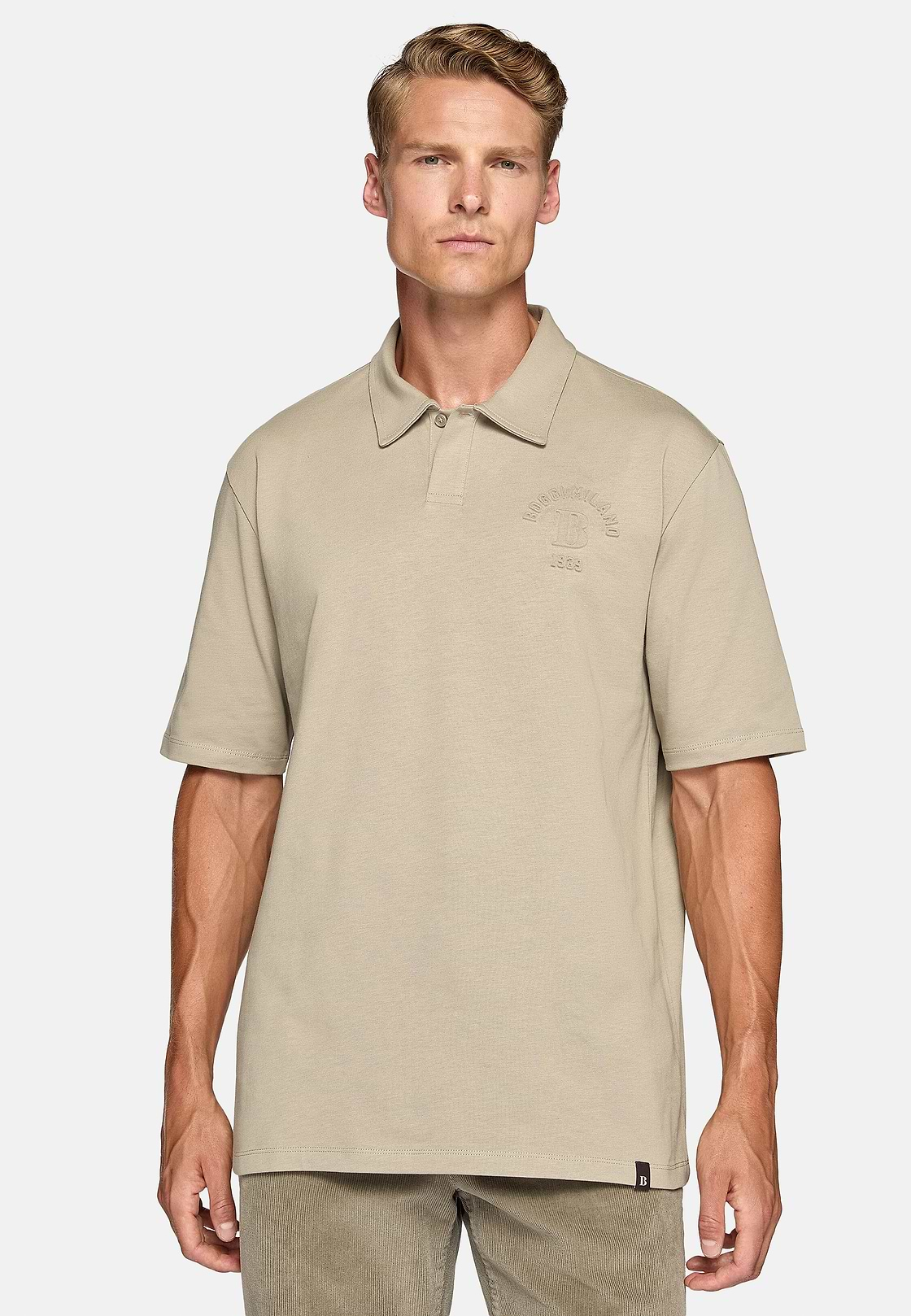 Camisola Polo Jersey Mistura de Algodão Orgânico, Taupe, hi-res