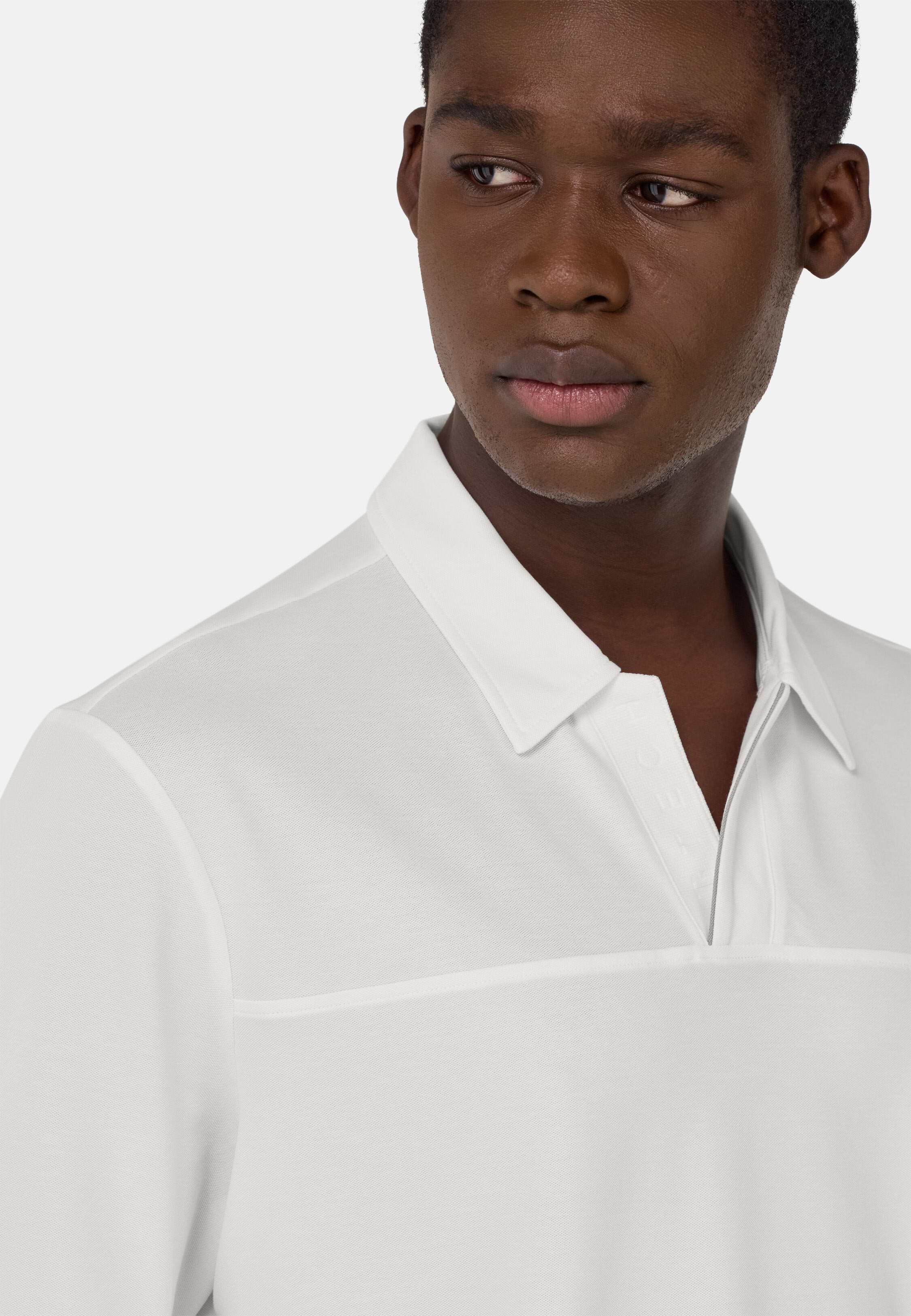 Men's Cool Jade-Fresh Piqué Polo Shirt, White | Boggi Milano