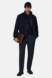 Jacket Padded in Wool Cashmere, Navy blue, thumb, 2