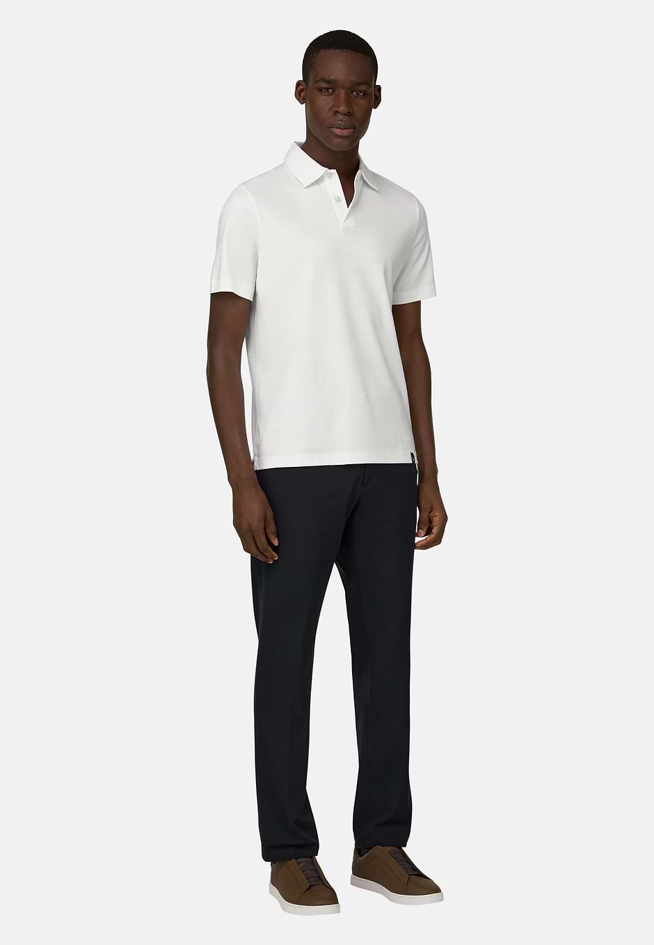 Poloshirt Aus Interlock, Weiß, hi-res