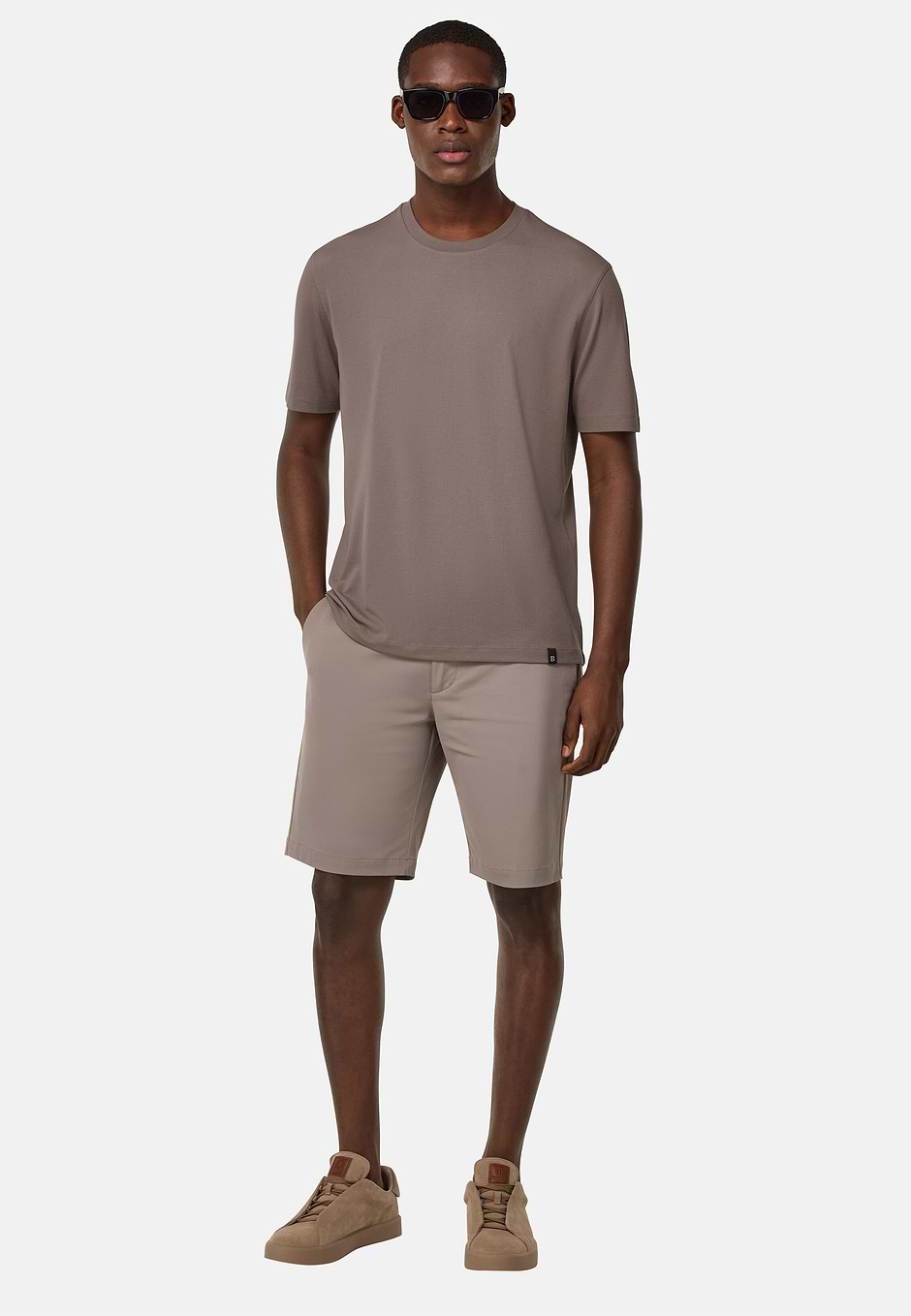 S.Cafè® High-Performance Piqué T-Shirt, Taupe, hi-res