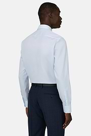 Camicia In Cotone Slim Fit, Azzurro, thumb, 3