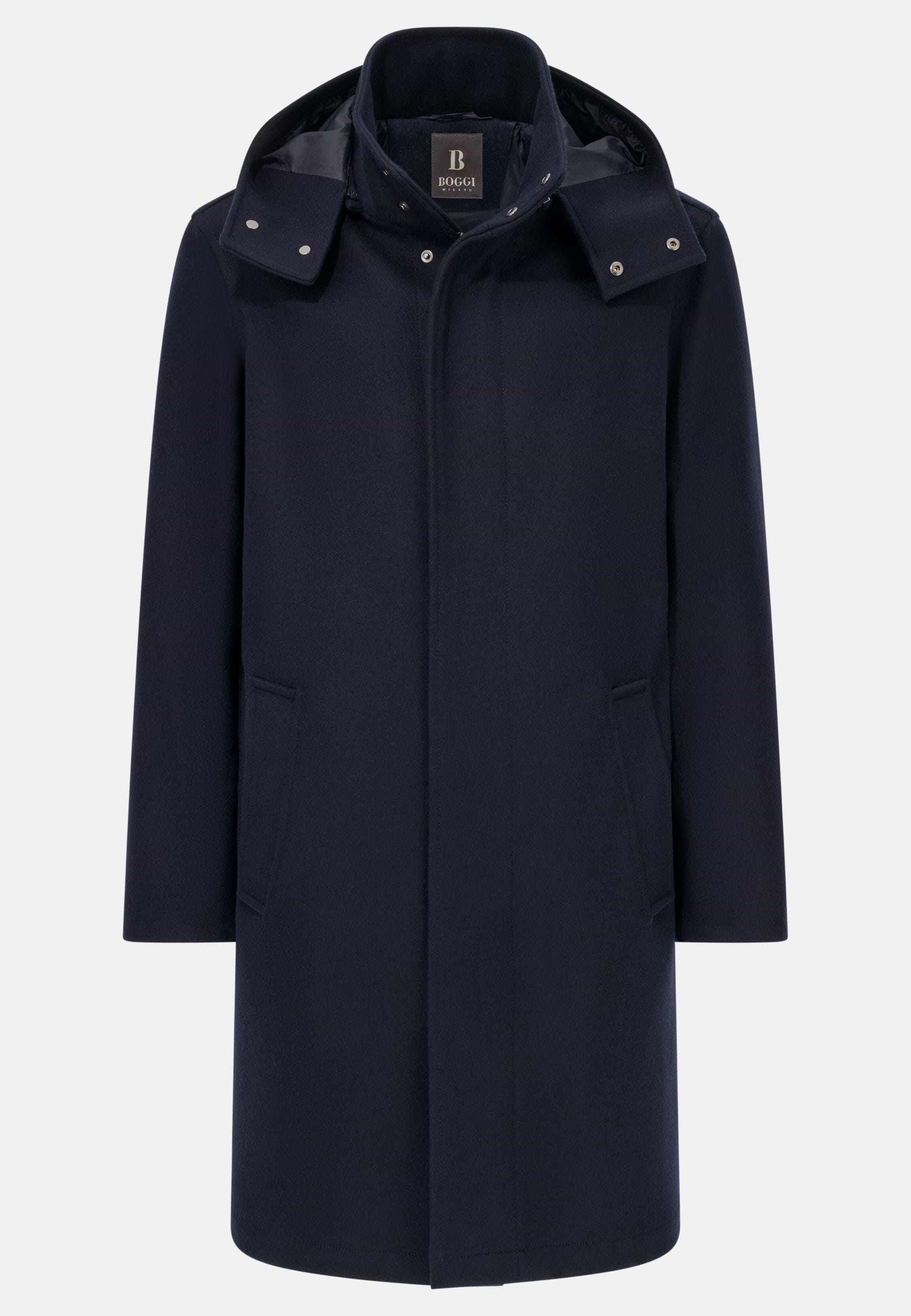 Men's Technical Wool Parka, Navy blue | Boggi Milano